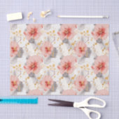 Blozende Koraal Grijs Bloemige Trouw Tissuepapier (Craft)