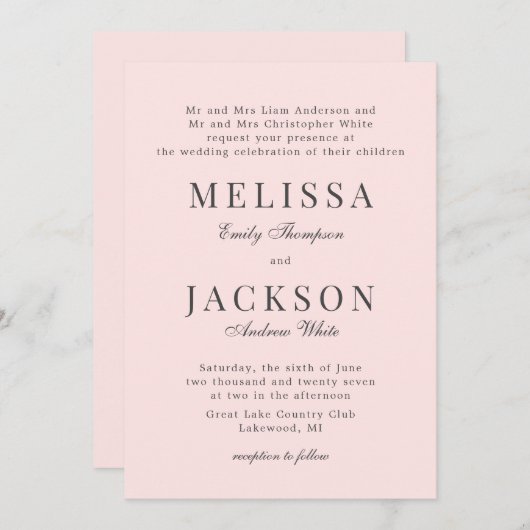 Blozende neutrale verfijnde klassieke trouw uitnod kaart (Voorkant / Achterkant)