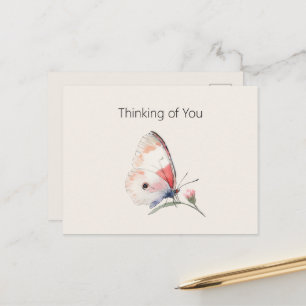 Blozende Perzik Bloem Vlinder Denken Aan Jou Briefkaart