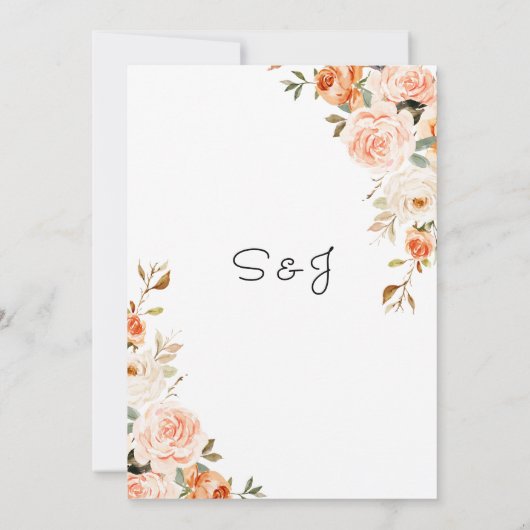 Blozende & Perzik Bloemstuk Hoofdgerecht Menu Kaart (Achterkant)