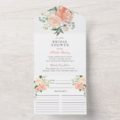 Blozende Perzik Lente Bloem Bruidsfeest en Recept All In One Uitnodiging (Binnen)