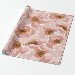 Blozende Perzik Pioen Waterverf Bloem Cadeaupapier