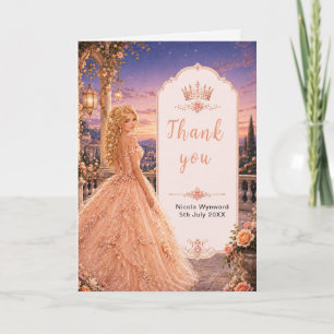 Blozende Perzik Sweet 16 Prinsessen Tuin Bedankkaart