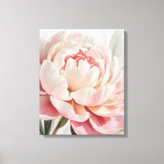 Blozende Pioen Waterverf Botanische Print** Canvas Afdruk
