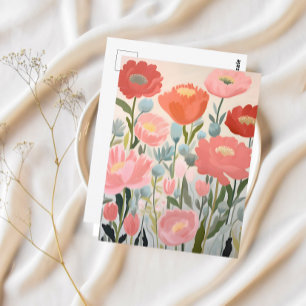 Blozende Pioenrozen Bloemschilderkunst Briefkaart