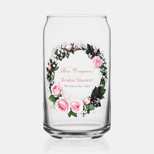 Blozende Romantiek: Roze Rozen Bruidsdouche Blikvorm Glas