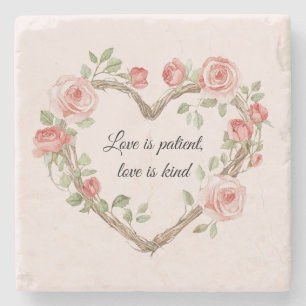Blozende Romantische Roos Bloemhart Liefde Stenen Onderzetter