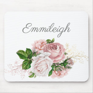 Blozende Roze Aquarel Bloem Wit Schrift Muismat