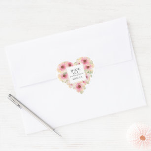 Blozende Roze Aquarel Bloemen Bedankt Hart Sticker
