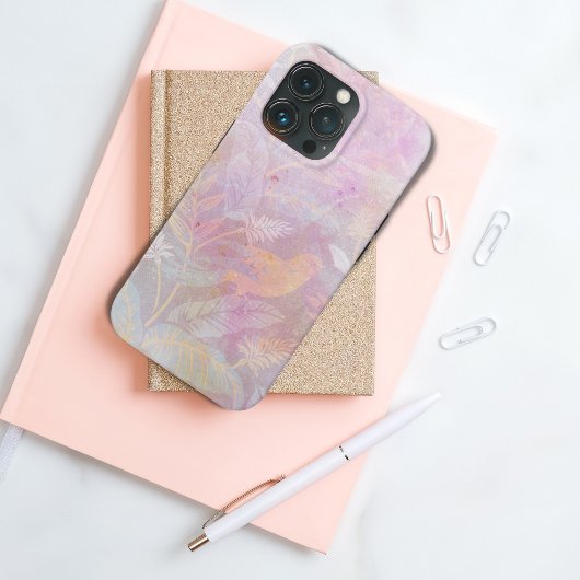Blozende Roze Aquarel Botanische Vogel Case-Mate iPhone Case