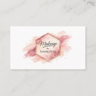 Blozende Roze Aquarel Hexagon Elegantie Visitekaartje