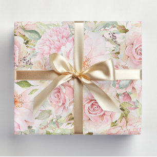 Blozende Roze Aquarel Roos Bloem Inpakpapier Vel