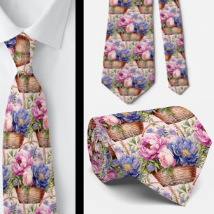 Blozende Roze Blauwe Paarse Violette Bloemen Bloem Stropdas