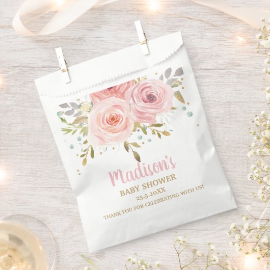 Blozende Roze Bloemachtige Baby Shower Verjaardag  Bedankzakje (Geknipt)