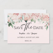 Blozende Roze Bloemen Bruiloft Platte Schoen Bewaa Save The Date (Voorkant)