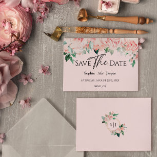 Blozende Roze Bloemen Bruiloft Platte Schoenen Bew Save The Date