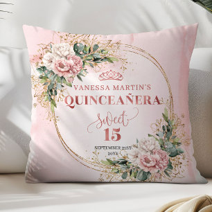 Blozende Roze Bloemen Eucalyptus Quinceañera Cadea Kussen