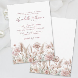 Blozende Roze Bloemige Boho Baby Shower Kaart