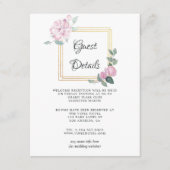 Blozende Roze Bloemige Geometrische Trouw Gast Det Informatiekaartje (Voorkant)