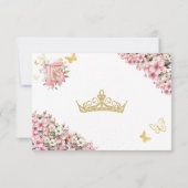Blozende Roze Bloemige Gouden Vlinders Quinceañera Bedankkaart (Achterkant)