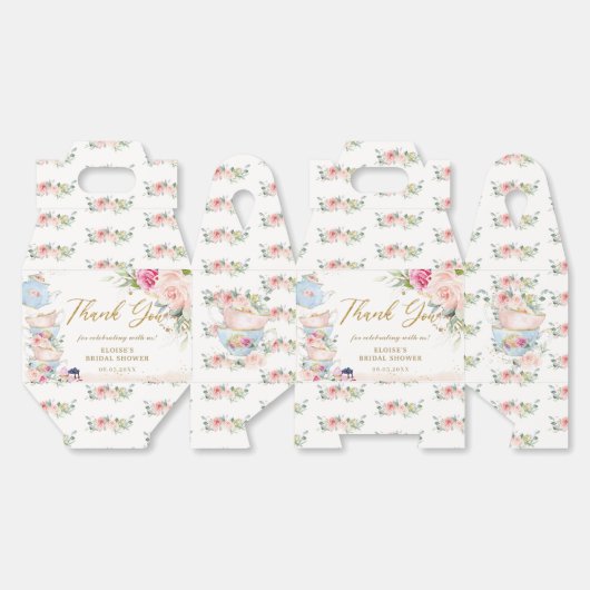 Blozende Roze Bloemige Theekrans Bruids Baby Showe Bedankdoosjes (Ongevouwen)