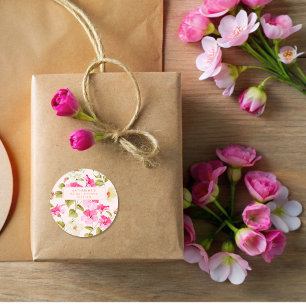 Blozende roze bloemtuin bloemen Bruids douche Ronde Sticker
