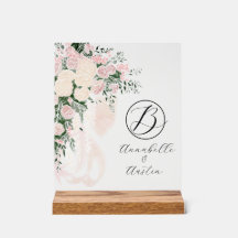 Blozende Roze Boeket - Monogram