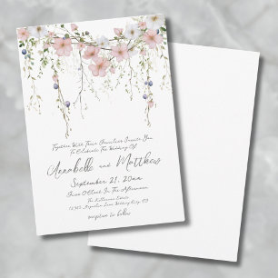 Blozende Roze Botanische Aquarel Wilde Bloem Bruil Kaart