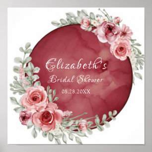 Blozende Roze Chic Vaste Pioen Bruiloftsdouche Poster