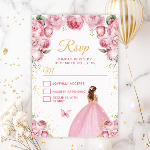 Blozende Roze en Goud Bruine Haren Prinses RSVP Kaartje