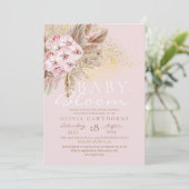 Blozende Roze en Gouden Baby in Bloom Baby Shower Kaart (Staand voorkant)