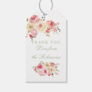 Blozende Roze en Salie Baby Shower Dankjewel Cadeaulabel