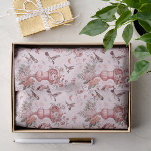 Blozende roze en witte Chinoiserie Decoupage Patro Tissuepapier