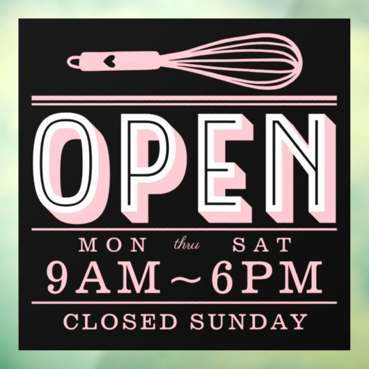 Blozende Roze Garde Openingsuren Bakkerij Bedrijf Raamsticker (Vel 3)