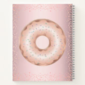 Blozende roze glitters donut moderne trendy naam notitieboek (Achterkant)