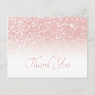 Blozende Roze Glitters Witte Ombre Dank Je Wel Briefkaart