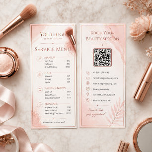 Blozende Roze Goud QR Salon Prijslijst Service Men Reclamekaart