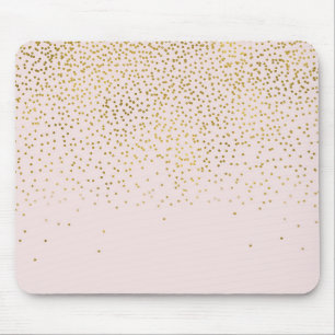 Blozende Roze & Gouden Confetti Moderne Glam Stijl Muismat