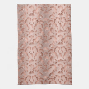 Blozende Roze Gouden Ginkgo Bladeren Elegante Bota Theedoek