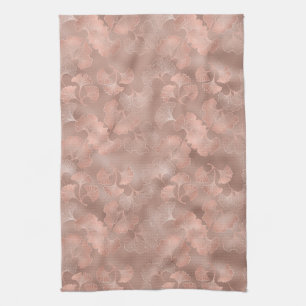 Blozende Roze Gouden Ginkgo Bladeren Elegante Bota Theedoek