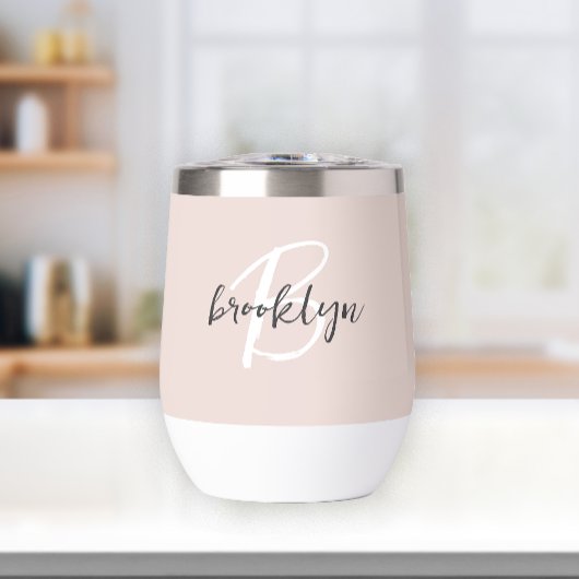 Blozende Roze Grijs Wit Monogram Naam