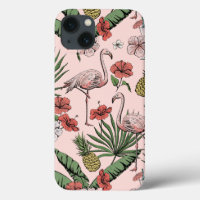 Blozende Roze Hawaïaans Bloemendesign Flamingo