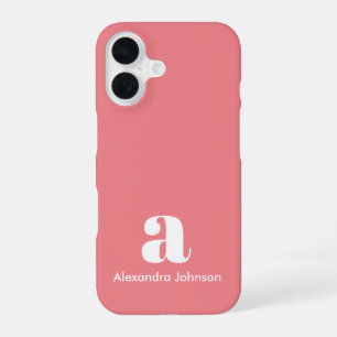 Blozende Roze Initiële Naam Monogram Minimaal Mode iPhone 16 Hoesje