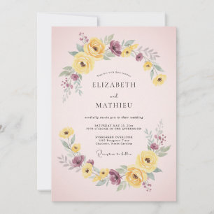 Blozende Roze Levendige Lente Bruiloft Kaart