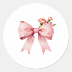 Blozende Roze Lint Waterverf Ronde Sticker