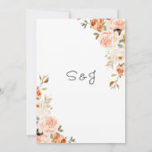 Blozende Roze & Perzik Bloemenspel Menu Entrée Kaart (Achterkant)