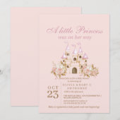 Blozende Roze Prinses Baby Shower Kaart (Voorkant / Achterkant)