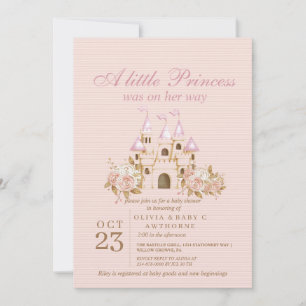 Blozende Roze Prinses Baby Shower Kaart