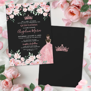 Blozende Roze Quinceanera Uitnodiging