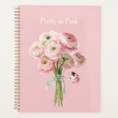 Blozende Roze Ranunculus Bloemen Lieveheersbeestje Planner (Voorkant)